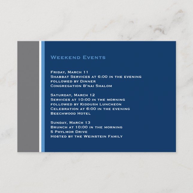 Moderne Star Bar Mitzvah Beilage Card Begleitkarte (Vorderseite)