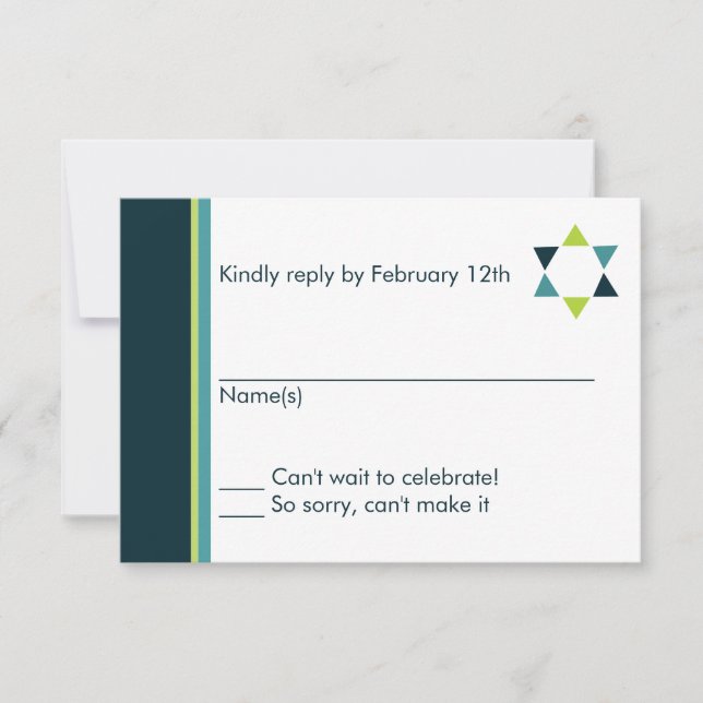 Moderne Star Bar Mitzvah Response Card RSVP Karte (Vorderseite)