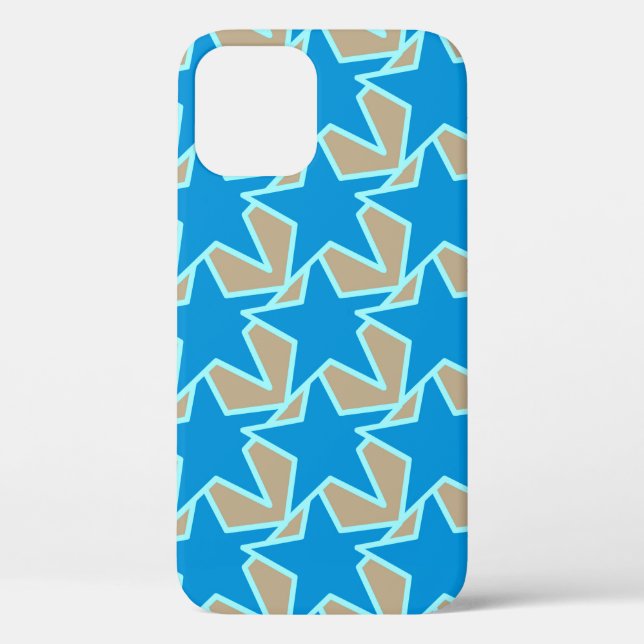Moderne Star Geometric, Cerulean Blue und Taupe Ta Case-Mate iPhone Hülle (Rückseite)