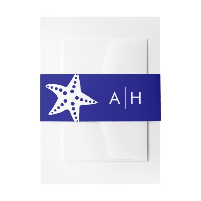 Moderne Starfish Hochzeitsband, Navy Blue Einladungsbanderole (Vorderseite Beispiel)