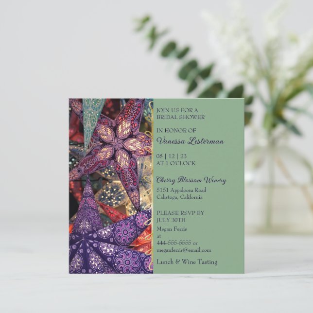 Moderne Stars Bridal Dusche Einladung (Stehend Vorderseite)