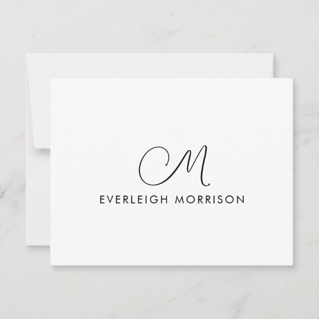 Moderne Stationery für elegante Script Monogram Mitteilungskarte (Vorderseite)