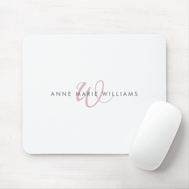 Moderne Staub-Lila-Script-Monogramm Mousepad (Mit Mouse)
