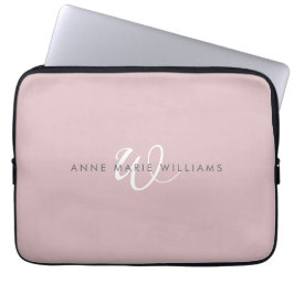 Moderne Staub-Lila Weiße Schrift Monogramm Laptopschutzhülle