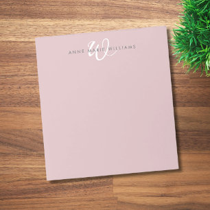 Moderne Staub-Lila Weiße Schrift-Monogramm Notizblock