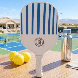 Moderne Staubblau & Weiß gestreifte Personalisiert Pickleball Schläger