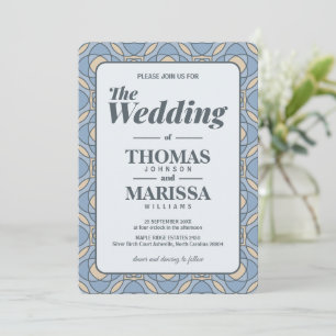 Moderne staubblaue Art Deco Geometrie-Hochzeit Einladung