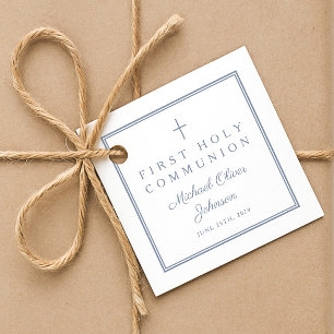 Moderne staubblaue Dankeschön Jungen Erstkommunion Geschenkanhänger