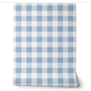 Moderne staubblaue Gingham-Karo Tapete
