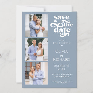 Moderne staubblaue Hochzeit Save The Date Magneteinladung