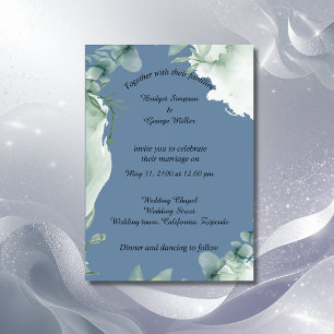 moderne staubblaue Periwinkle-Hochzeitseinladung Einladung