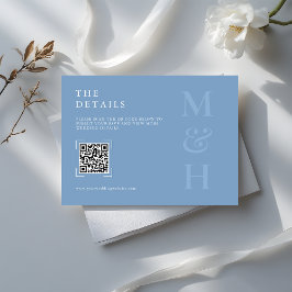 Moderne staubblaue QR-Code-Hochzeit Online-RSVP-Ka Begleitkarte