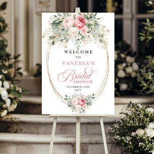 Moderne staubige rosa florale minimalistische Brau Poster
