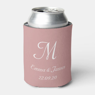 Moderne staubige rosa Monogramm Hochzeitsgesellsch Dosenkühler
