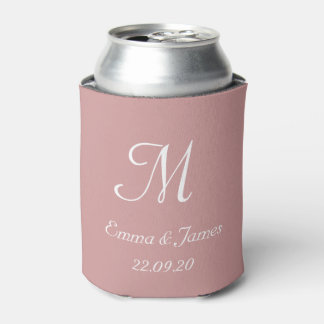 Moderne staubige rosa Monogramm Hochzeitsgesellsch Dosenkühler