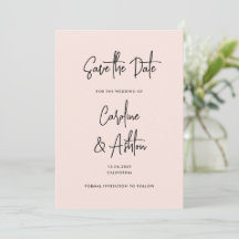 Moderne, staubige rosa Namen Save the Date