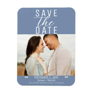Moderne staubige rosa Save-the-Date-Hochzeitsfoto Magnet