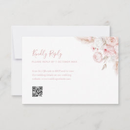 moderne staubige Rose floral qr code rsvp card