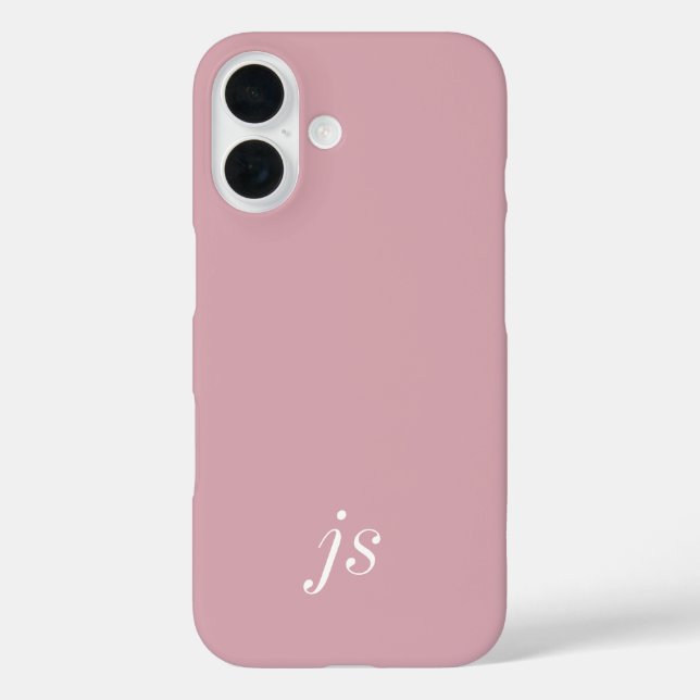 Moderne staubige Rosé Pink Weiße Monogramm Name Case-Mate iPhone Hülle (Rückseite)