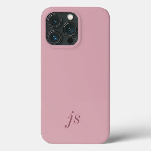 Moderne staubige Rosé Pink Weiße Monogramm Name Case-Mate iPhone Hülle