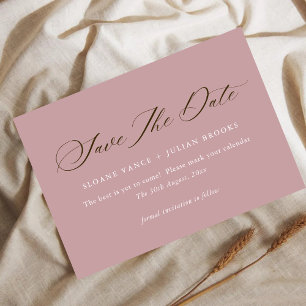 Moderne Staubige Rose-Typografie Karte zur Hochzei