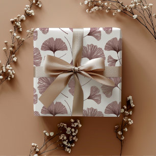 Moderne staubige Rosenpink-Ginkgo-Blattwerk Geschenkpapier Set