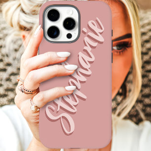 Moderne Staubrosa-Minimal-Schrift Namenszug iPhone 16 Pro Max Hülle