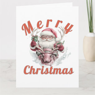 Moderne Steampunk-Weihnachtsmann und Robot-Rentier Karte