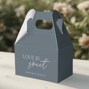 Moderne Steel Blue Liebe ist süße Hochzeit Geschenkschachtel