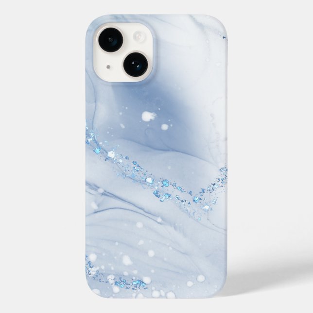 Moderne Stein Staubblau Marmor Case-Mate iPhone Hülle (Rückseite)