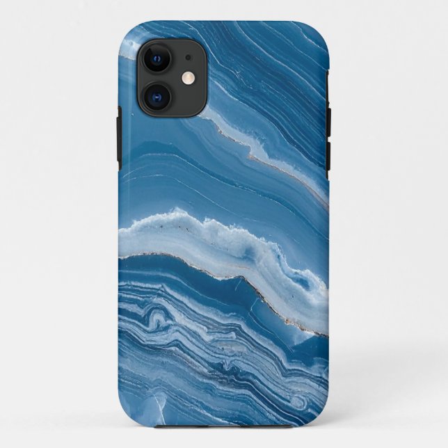 Moderne Stein Staubblau Marmor Case-Mate iPhone Hülle (Rückseite)