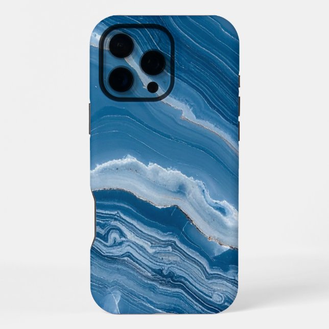 Moderne Stein Staubblau Marmor iPhone Hülle (Rückseite)