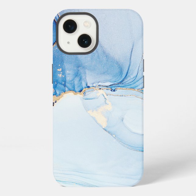Moderne Stein Staubblau Marmor iPhone Hülle (Rückseite)