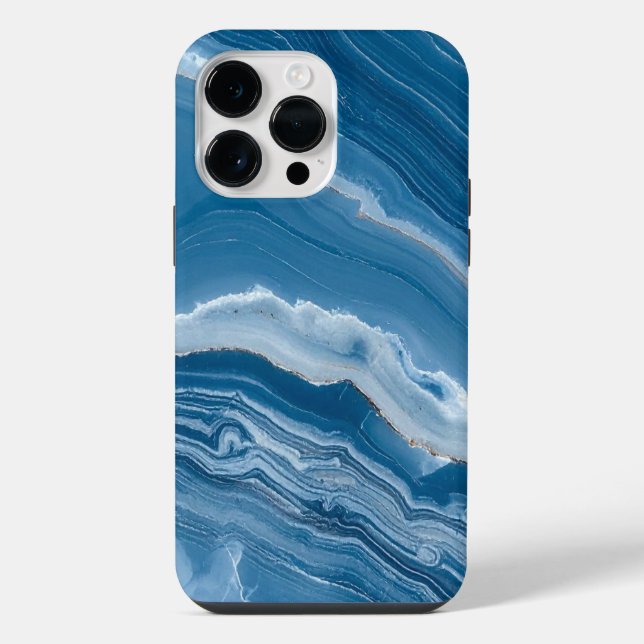 Moderne Stein Staubblau Marmor iPhone Hülle (Rückseite)