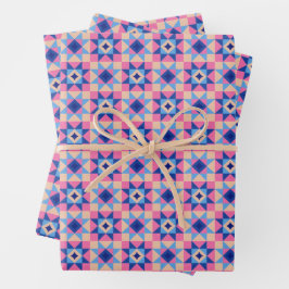 Moderne Stern-Block-Decke Geschenkpapier Set