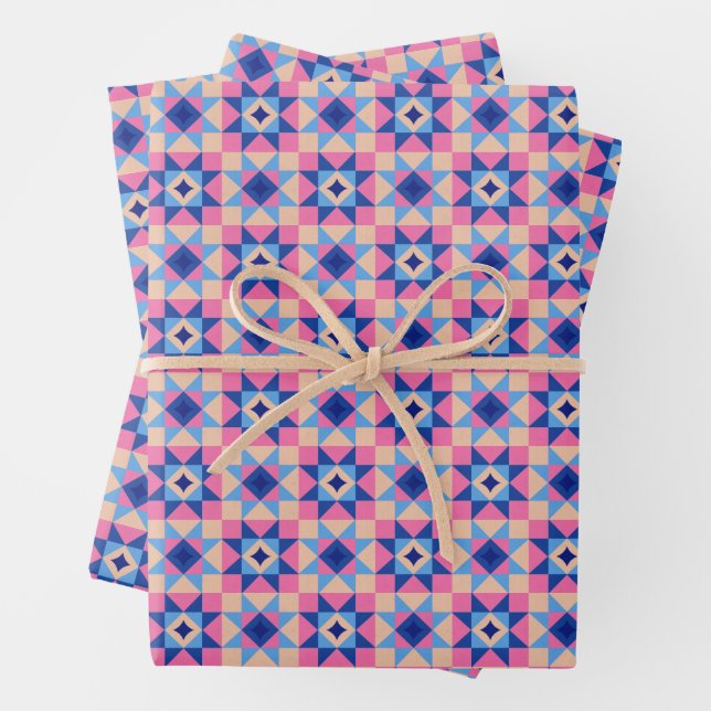 Moderne Stern-Block-Decke Geschenkpapier Set (Beispiel)