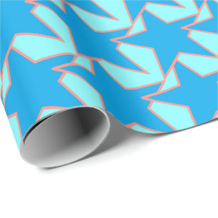 Moderne Stern-Geometrie - korallenrot und beige Geschenkpapier