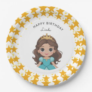 Moderne Stern- und Disney-Prinzessinnen-Geburtstag Pappteller