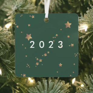 Moderne Sterne Grün Weiße Weihnachten Glücklich Kl Ornament Aus Metall