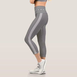 Moderne Sterne Streifen leicht grau Capri Leggings