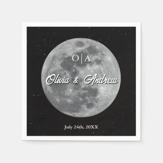 Moderne Sternennacht-Hochzeit unter Vollmond Serviette
