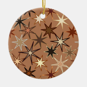Moderne Sternexplosion Print, Coffee Brown und Bei Keramikornament