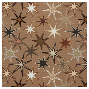 Moderne Sternexplosion Print, Coffee Brown und Bei Stoff