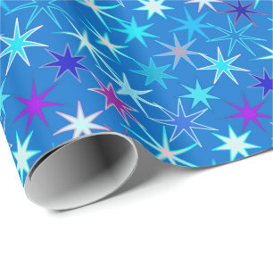 Moderne Sternexplosion Print, Deep Cerulean Blue Geschenkpapier