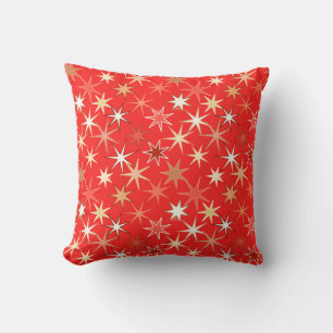 Moderne Sternexplosion Print, Deep Mandarin Orange Kissen