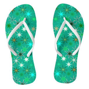 Moderne Sternexplosion Print, Türkis und Aqua Flip Flops