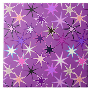 Moderne Sternexplosion Print, Violet Lila und Orch Fliese