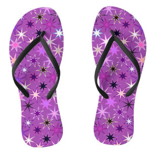 Moderne Sternexplosion Print, Violet Lila und Orch Flip Flops