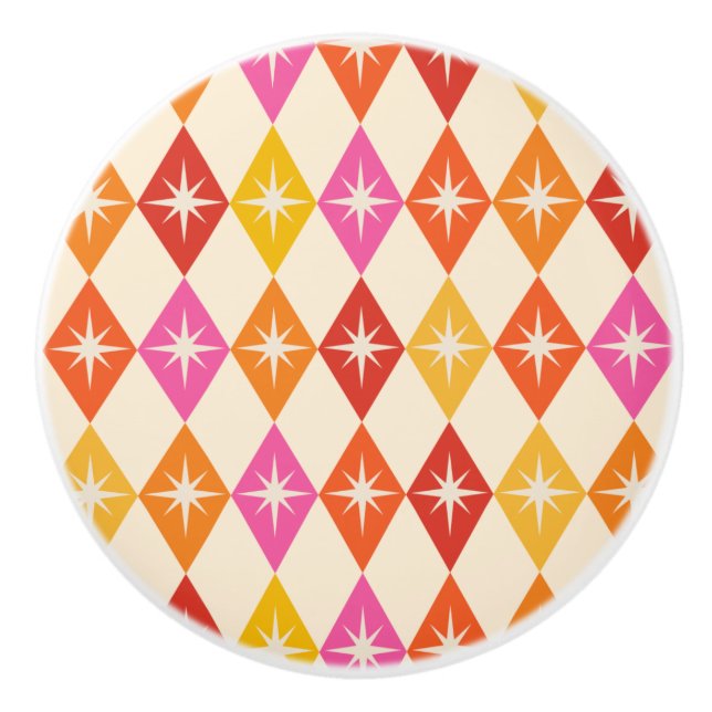 Moderne Sternexplosionen des Mitteljahrs auf Retro Keramikknauf (Vorderseite)