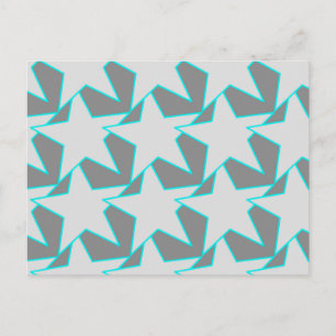 Moderne Sterngeometrie - grau und türkis Postkarte